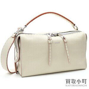 Fendi Selleria Lei Roman Leather Boston Bag White Shoulder Stitched